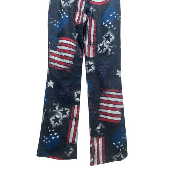 Milio USA Flag Painted Print Flare Pants Women XS 2 Vintage Retro Patriotic Boho - Picture 7 of 12